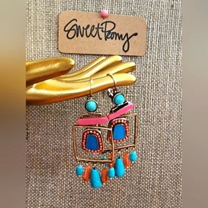 Funky, Versatile, Gold, Colorful Swinging Earrings